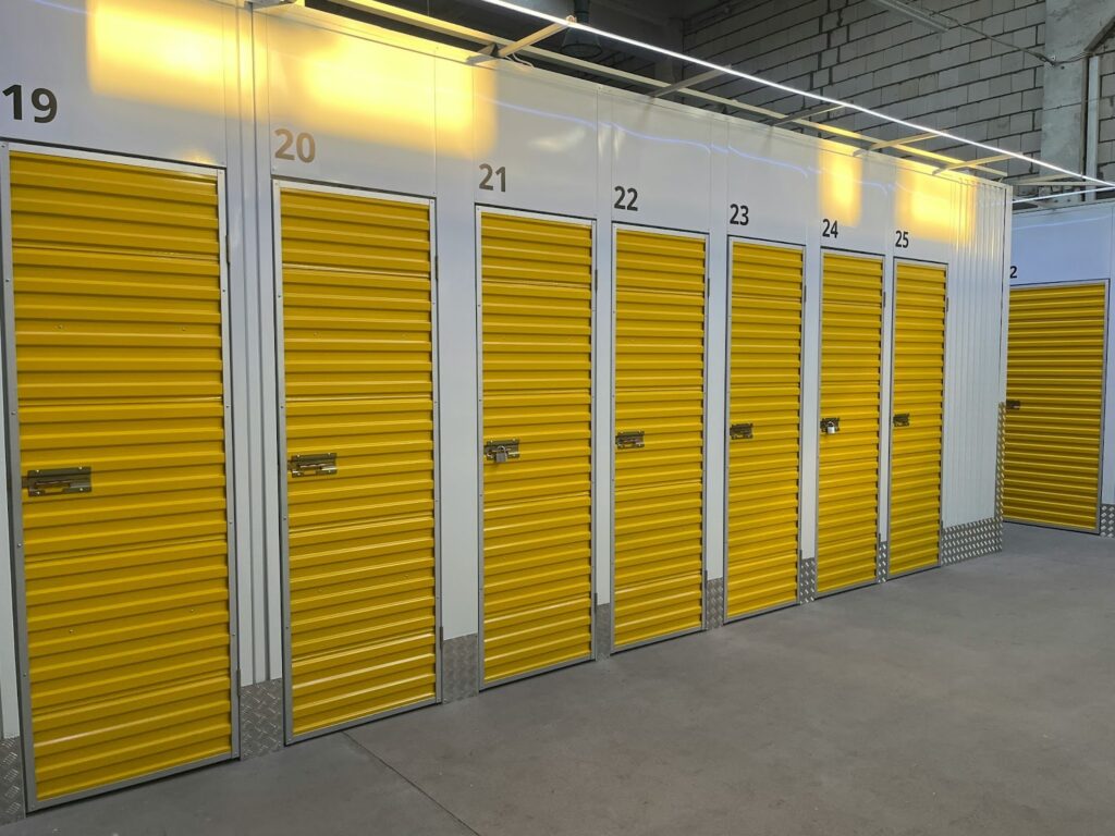Several oversized compartments in a self-storage facility