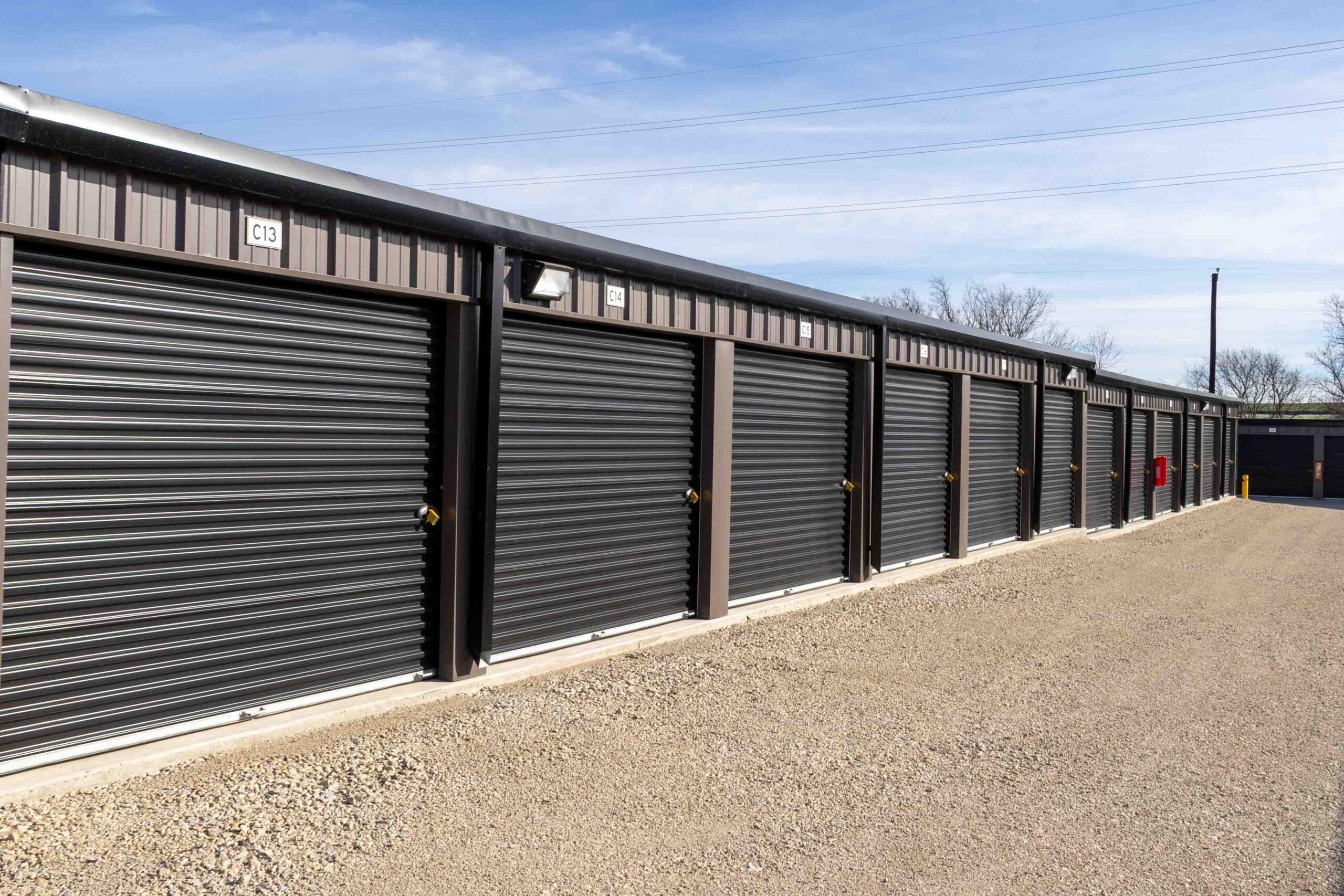 Prefab Self Storage Buildings for Silo Storage - angled row shot of units