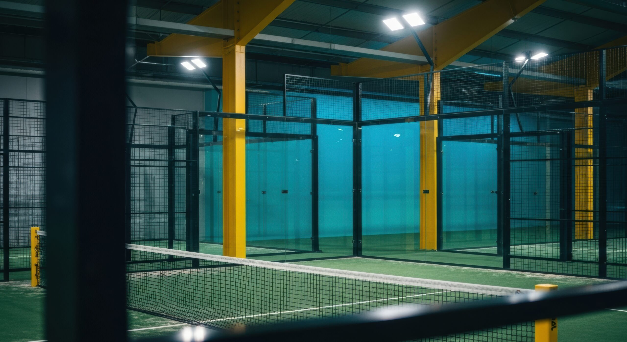 indoor sports facility: tennis court setup