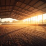 Sunrise Golden Hour at Equestrian Arena Horse Riding Training Facility