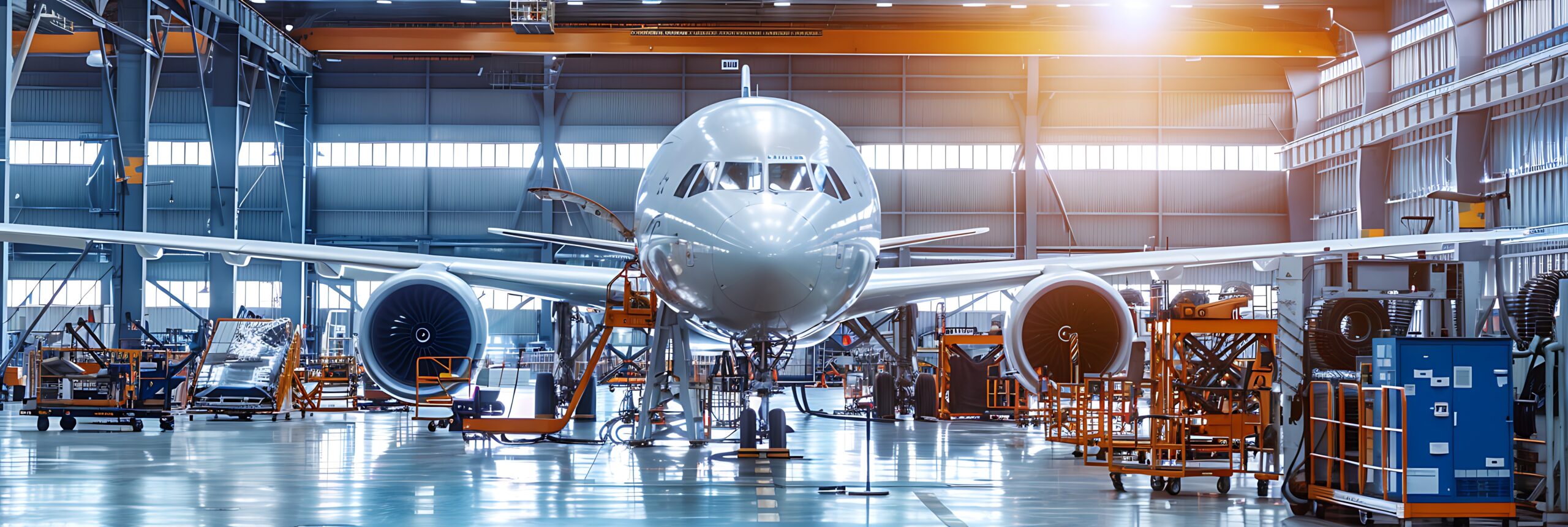 Aircraft in a Airplane Hangar being maintenance