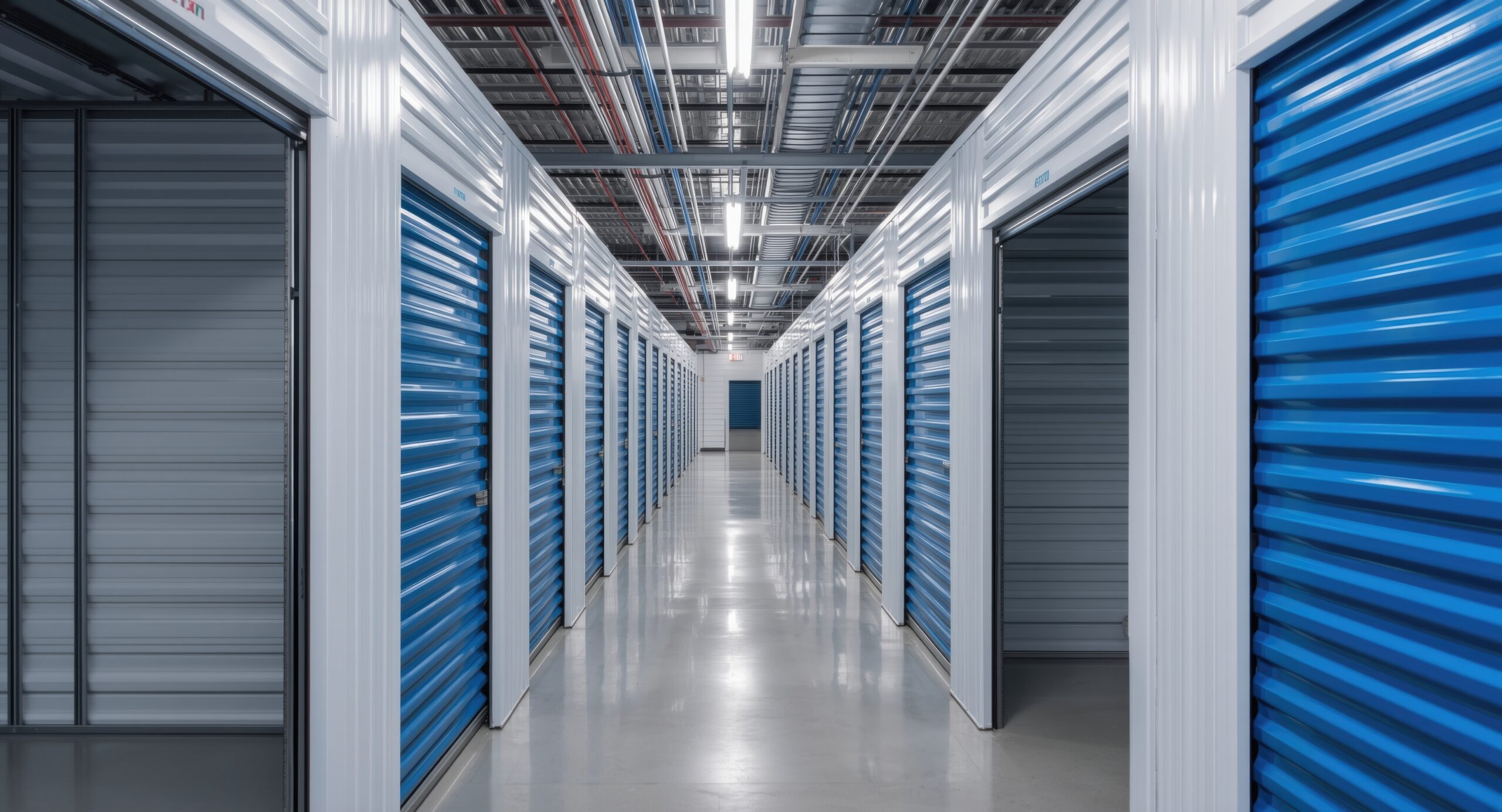Self storage facility with climate controlled storage units