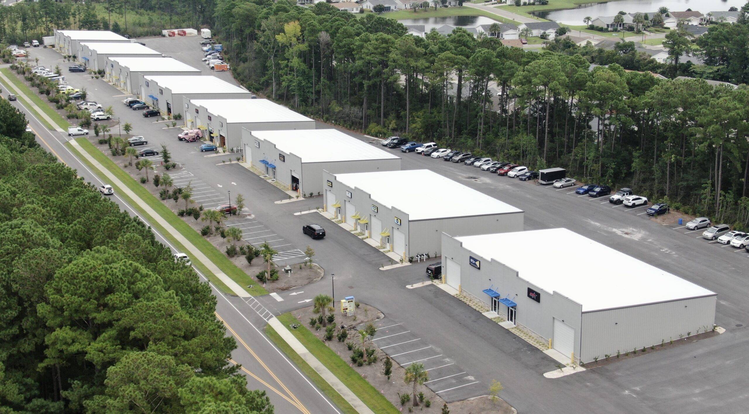 rick vines small bay industrial drone shot of 8 buildings